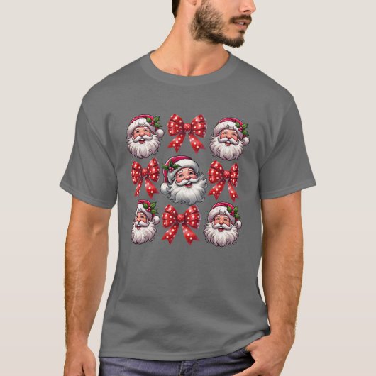 Christmas Bow Santa Christmas Christmas Retro girl T-shirt (Voorkant)