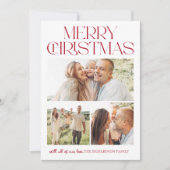 Christmas Bow Three Photo Feestdagenkaart (Voorkant)