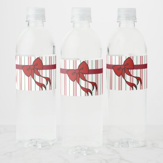 Christmas Bow Water Bottle Labels  Waterfles Etiket (Flessen)