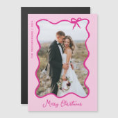 Christmas Bow Wavy Roze Foto Lijst Magnetische Kaa (Voorkant / Achterkant)