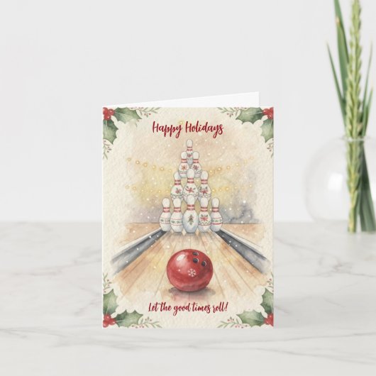 Christmas Bowling Holiday Greeting Cards Feestdagen Kaart (Voorkant)