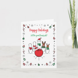 Christmas Bowling Holiday Greeting Cards Feestdagen Kaart