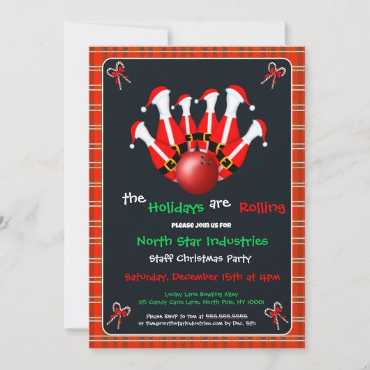 Christmas Bowling Holiday Party Kaart (Voorkant)