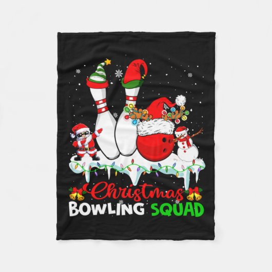 Christmas Bowling Squad Dabbing Santa Elf Bowling Fleece Deken (Voorkant)