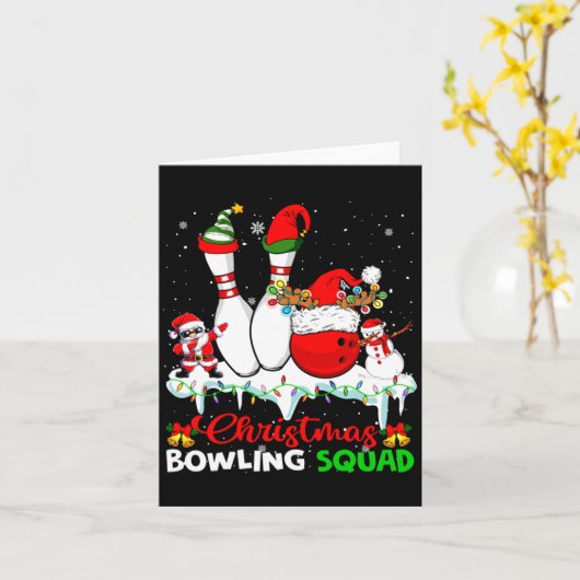 Christmas Bowling Squad Dabbing Santa Elf Bowling  Kaart (Gele Bloem)