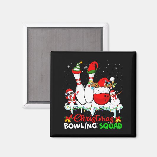 Christmas Bowling Squad Dabbing Santa Elf Bowling  Magneet (Voorkant / Achterkant)