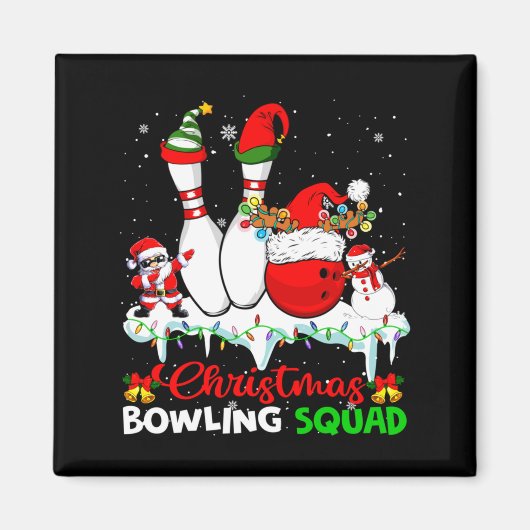 Christmas Bowling Squad Dabbing Santa Elf Bowling  Magneet (Voorkant)