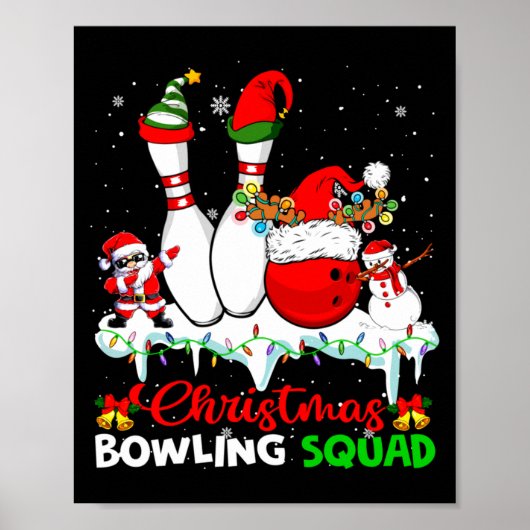 Christmas Bowling Squad Dabbing Santa Elf Bowling  Poster (Voorkant)