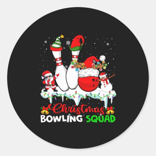 Christmas Bowling Squad Dabbing Santa Elf Bowling Ronde Sticker (Voorkant)