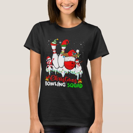 Christmas Bowling Squad Dabbing Santa Elf Bowling  T-shirt (Voorkant)