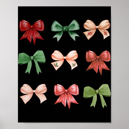Christmas Bows Coquette Red Green Toddler T Shirt  Poster (Voorkant)