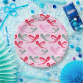 Christmas bows green pink whimiscal hand drawn papieren bordje (Feest)