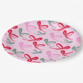 Christmas bows green pink whimiscal hand drawn papieren bordje (Gekanteld)