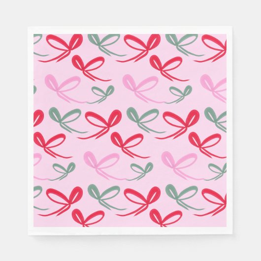 Christmas bows green pink whimiscal hand drawn servet (Voorkant)