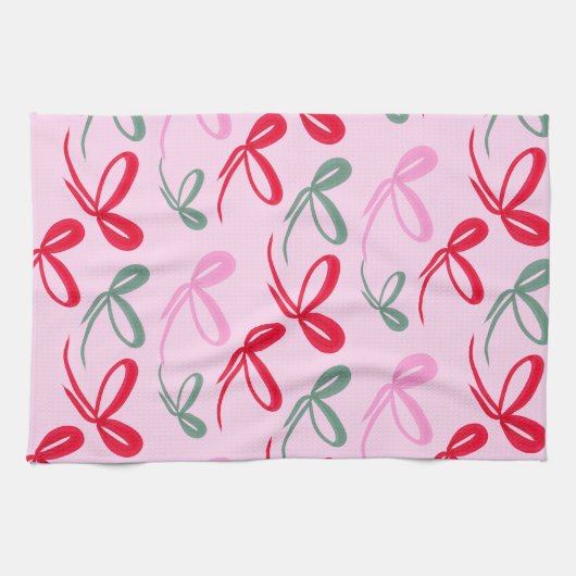 Christmas Bows Reversible Color Theedoek (Horizontaal)