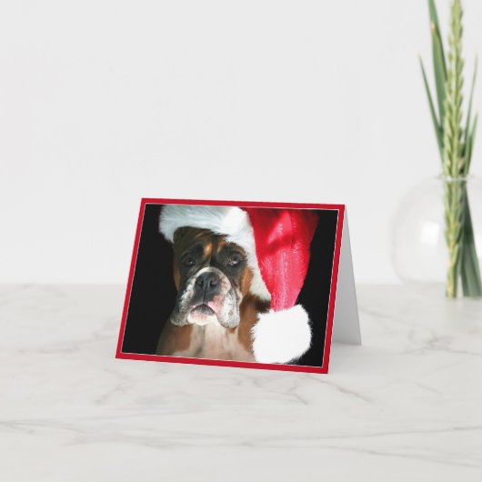Christmas Boxer dog Notecard Feestdagen Kaart (Voorkant)