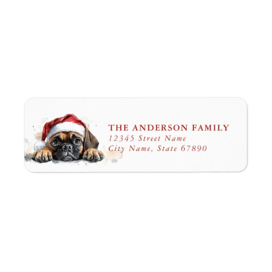 Christmas Boxer Dog Retour Adreslabels Etiket (Voorkant)