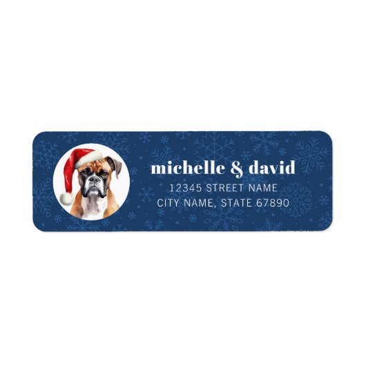 Christmas Boxer Dog Retour Adreslabels Etiket (Voorkant)