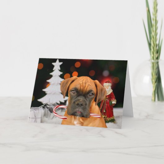 Christmas Boxer Dog Wenskaart Feestdagen Kaart (Voorkant)