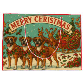 Christmas Boxer Dogs Gift Bag Groot Cadeauzakje (Achterkant)
