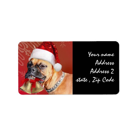 Christmas Boxer hond Etiket (Voorkant)
