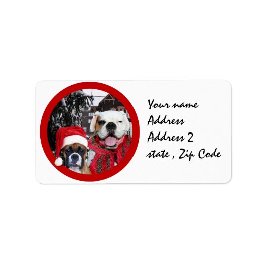 Christmas boxer honden mailing labels (Voorkant)