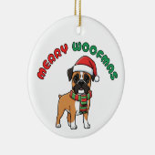 Christmas Boxer Ornament: Merry Woofmas Keramisch Ornament (Rechts)