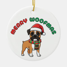 Christmas Boxer Ornament: Merry Woofmas Keramisch Ornament