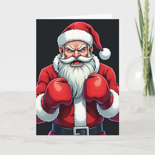 Christmas Boxing Santa Kaart (Voorkant)
