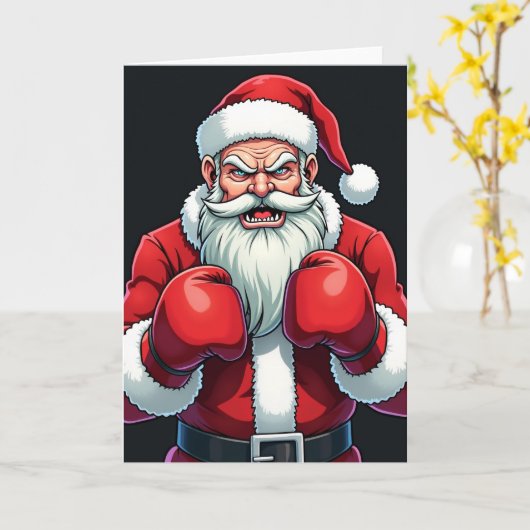 Christmas Boxing Santa Kaart (Gele Bloem)
