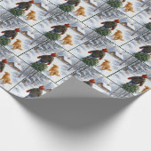 Christmas Boy Dragging an Evergreen Tree Home Cadeaupapier (Hoek)