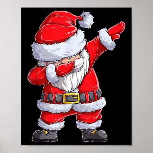 Christmas Boys Dabbing Santa Claus Girls Funny Xma Poster (Voorkant)
