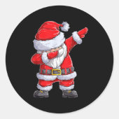 Christmas Boys Dabbing Santa Claus Girls Funny Xma Ronde Sticker (Voorkant)