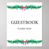 Christmas Branch Baby shower Guestbook Poster (Voorkant)