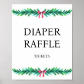 Christmas Branch Luier Raffle Baby shower Poster (Voorkant)