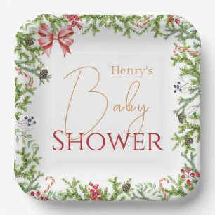 Christmas Branches Baby shower Genderneutraal Papieren Bordje