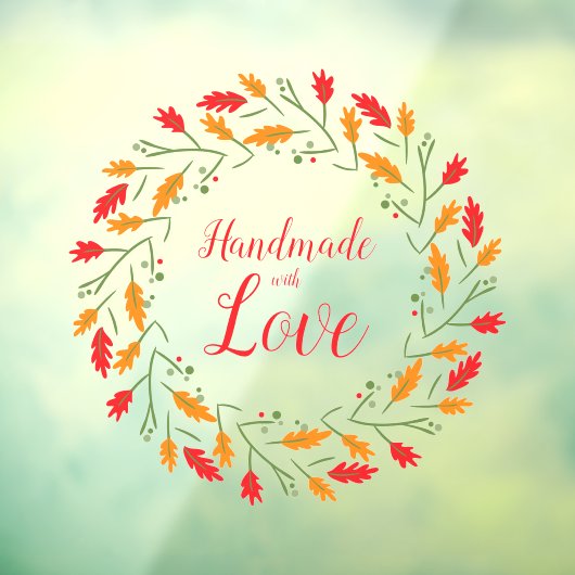 Christmas Branches Handmade with Love Quote Raamsticker (Vel 3)