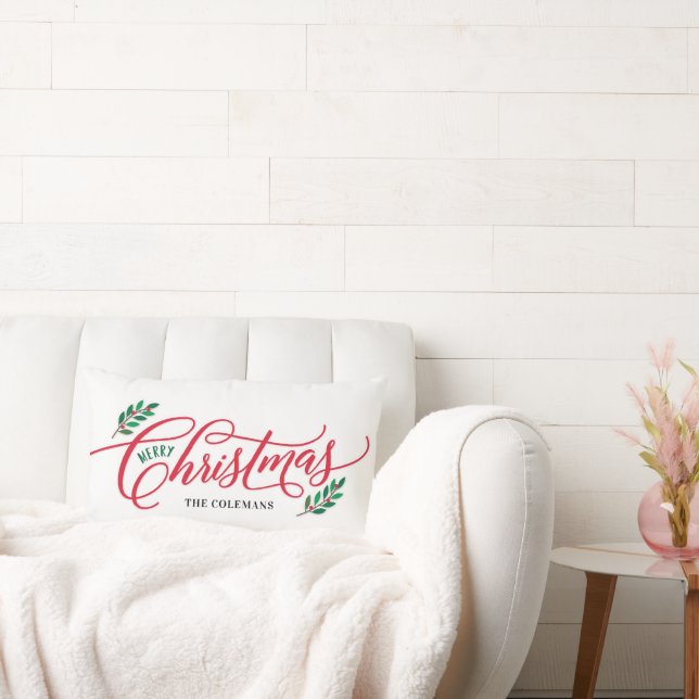 Christmas Branches Holiday Custom Sierkussen Kussen (Bank)