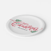 Christmas Branches Vrolijk Kerstfeest Borden Papieren Bordje (Gekanteld)