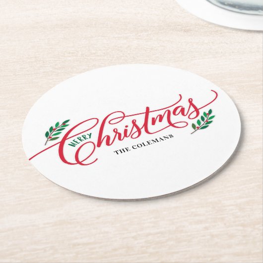 Christmas Branches Vrolijk Kerstfeest Onderzetters (Gebogen)