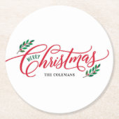 Christmas Branches Vrolijk Kerstfeest Onderzetters (Voorkant)