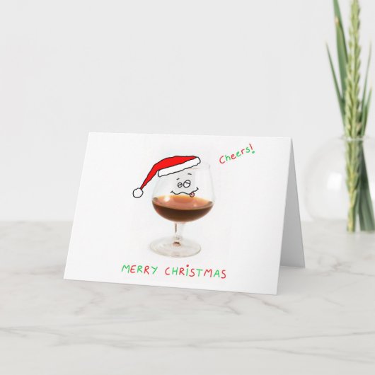 Christmas Brandy Glass Character Card Feestdagen Kaart (Voorkant)