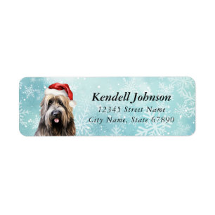 Christmas Briard Dog Retour Adreslabels Etiket