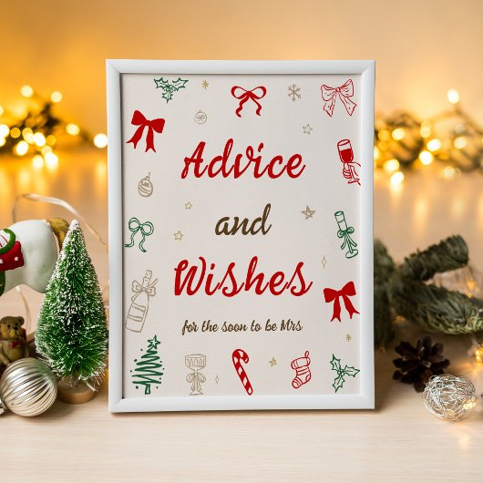 Christmas Bridal Shower Advice and Wishes Poster