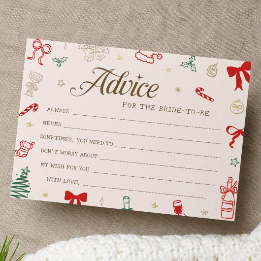 Christmas Bridal Shower Advice for the Bride Card Kaart