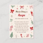 Christmas Bridal Shower Bring A Recipe for Bride Informatiekaartje (Voorkant)