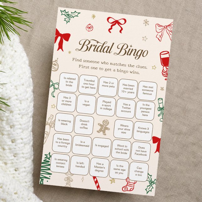 Christmas Bridal Shower Find the Guest Bingo Game (Creator heeft geüpload)