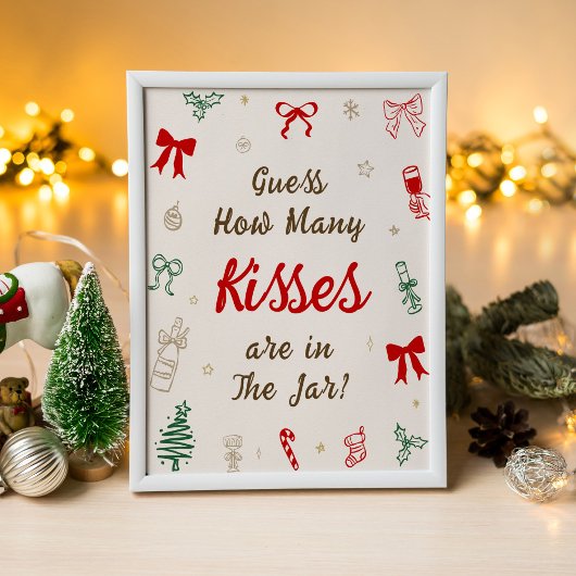 Christmas Bridal Shower Guess How Many Kisses Poster