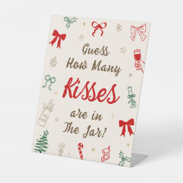 Christmas Bridal Shower Guess How Many Kisses Reclamebord Met Voetstuk