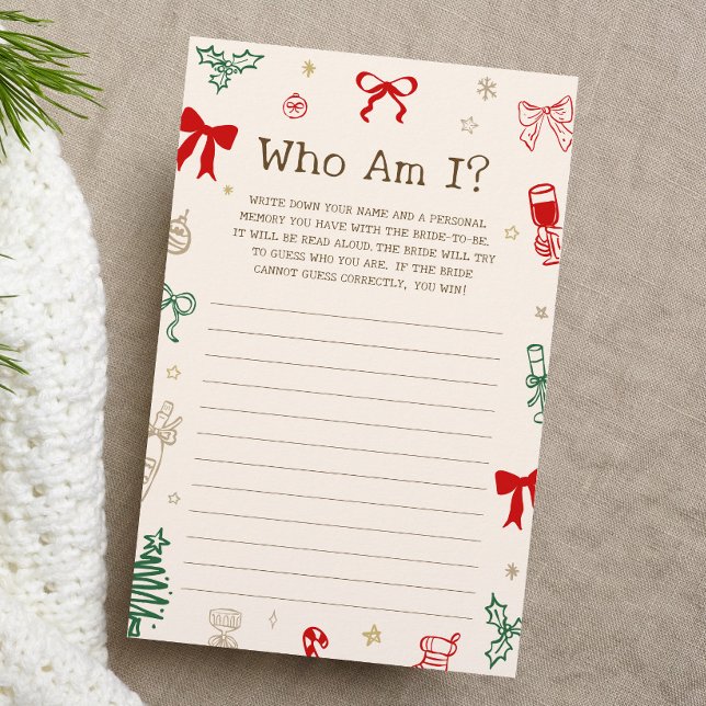 Christmas Bridal Shower Guess Who Am I Game (Creator heeft geüpload)